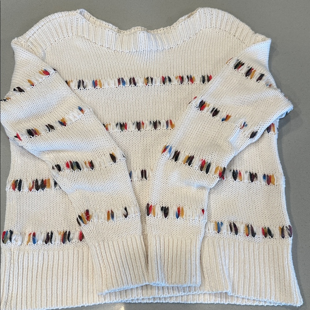 Lou & Grey for LOFT multicolor stitch knit sweater